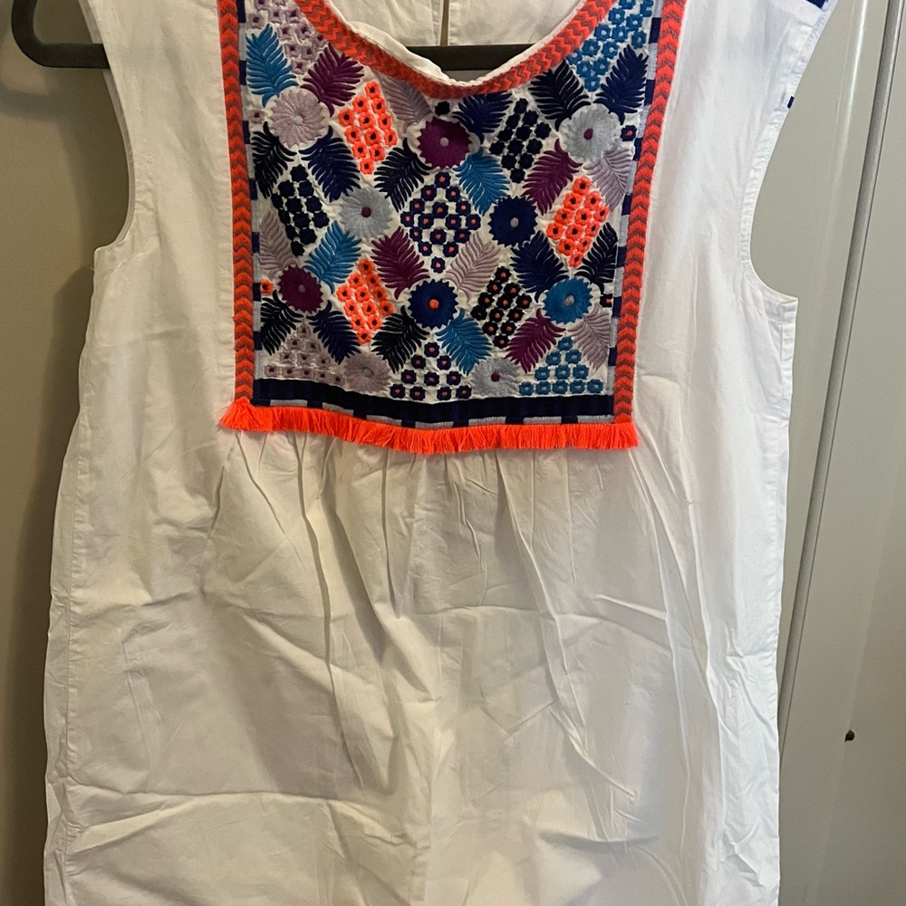 Embroidered Sleeveless White Dress